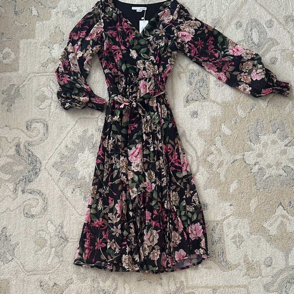 Baltic Born Black Floral Long Sleeve Dress